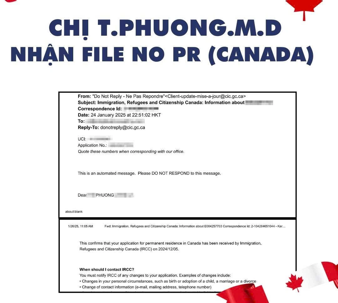CHÚC MỪNG CHỊ PHƯƠNG NHẬN FILE PR CANADA -  Bước khởi đầu quan trọng trên hành trình định cư Canada