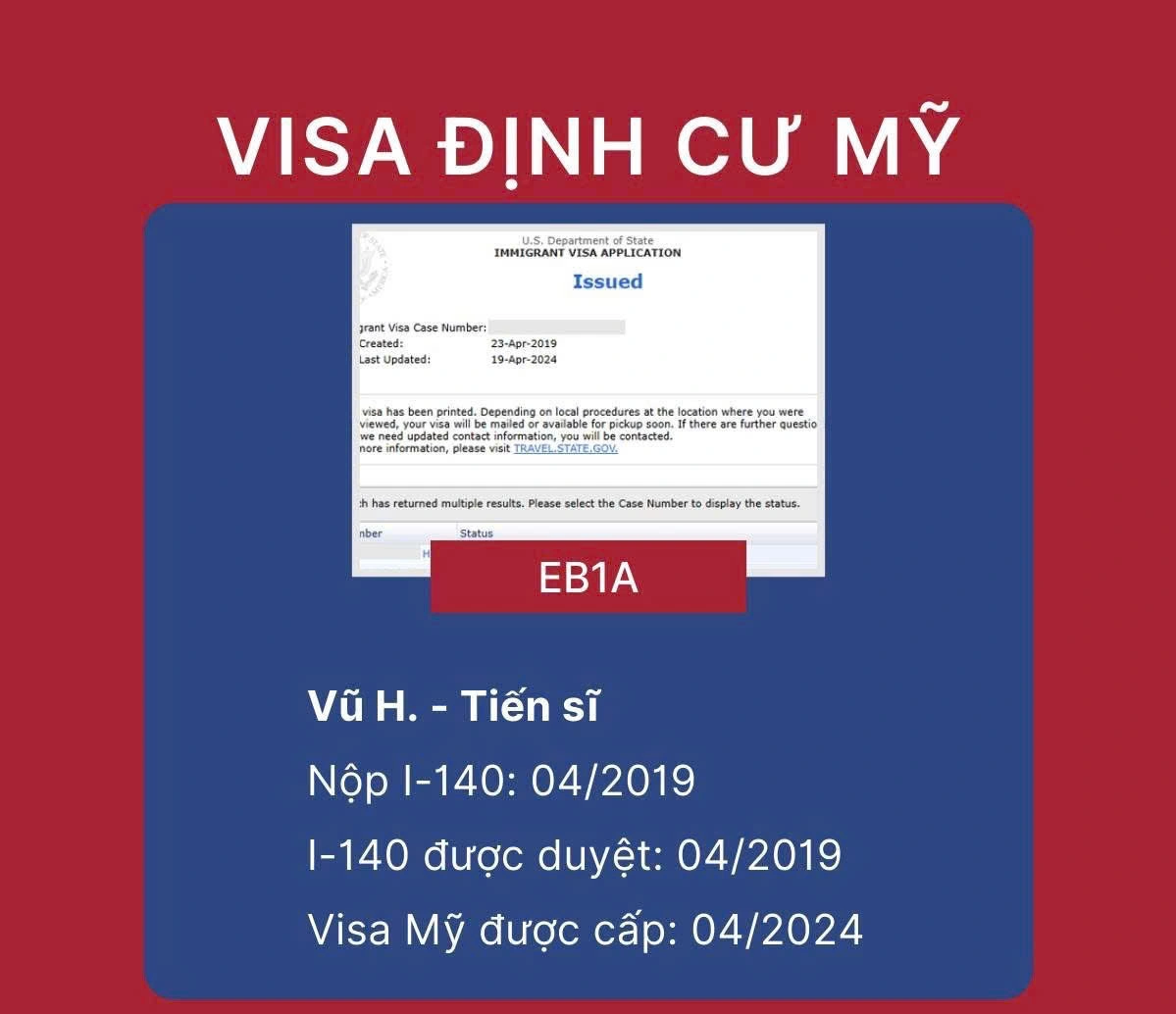 CHÚC MỪNG ANH VŨ NHẬN VISA MỸ  DIỆN EB-1A – TÀI NĂNG ĐẶC BIỆT