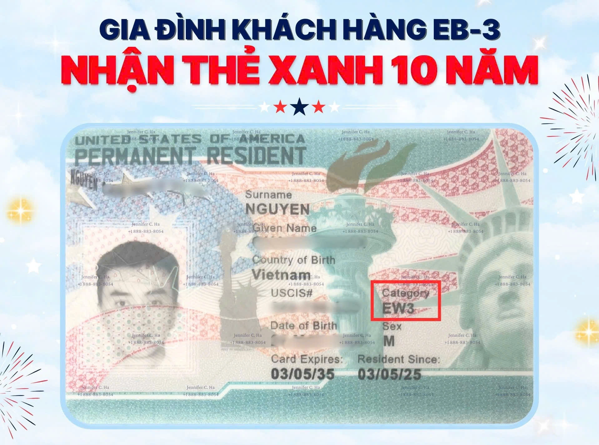 CHÚC MỪNG GIA ĐÌNH KHÁCH HÀNG EB-3 CHÍNH THỨC NHẬN THẺ XANH 10 NĂM TẠI MỸ