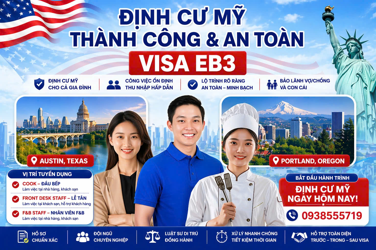 TUYỂN DỤNG ĐỊNH CƯ MỸ EB3 – CƠ HỘI VIỆC LÀM ỔN ĐỊNH, LƯƠNG TỐT