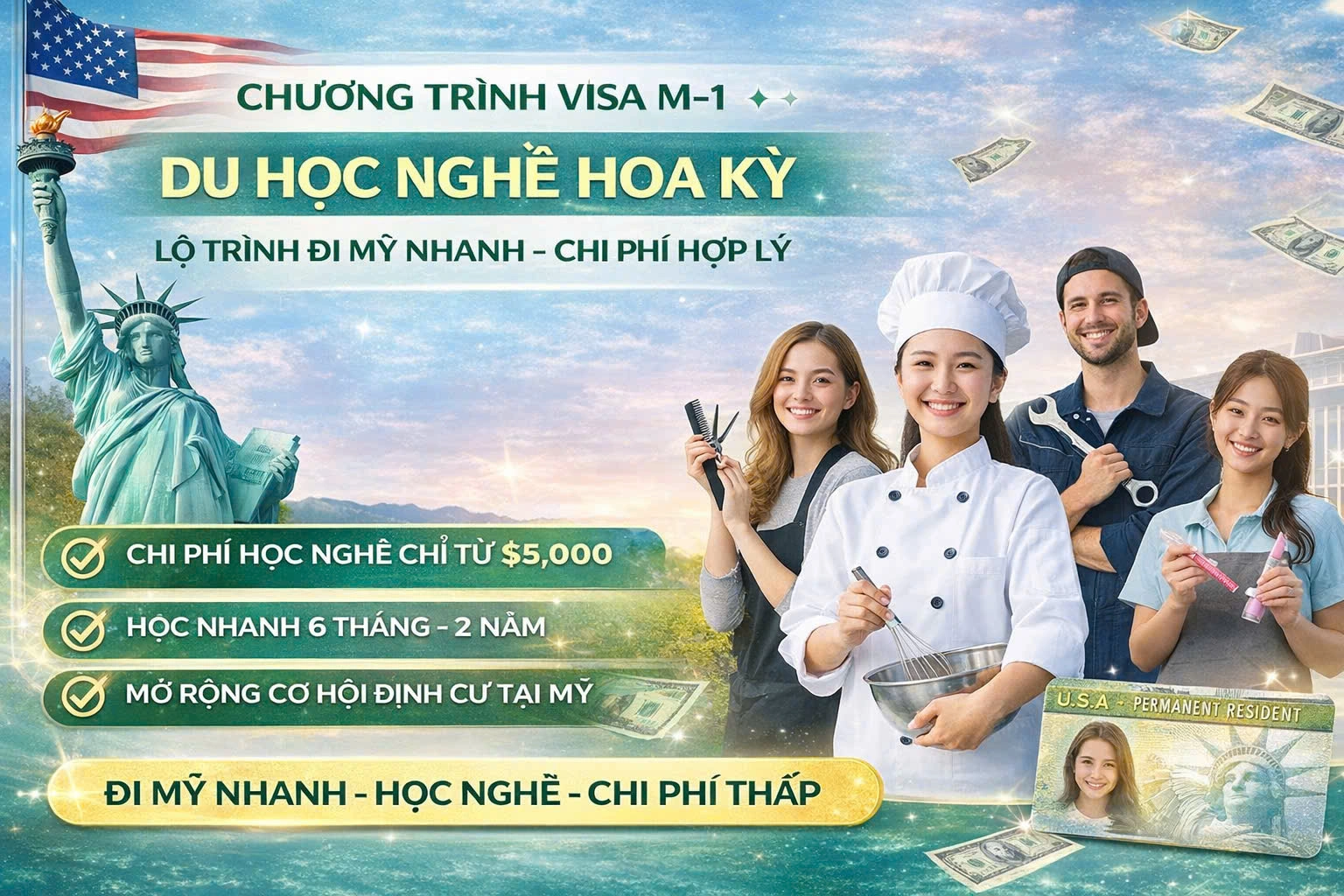 Chương Trình Visa M-1 Du Học Nghề Hoa Kỳ – Lộ Trình Đi Mỹ Nhanh, Chi Phí Hợp Lý