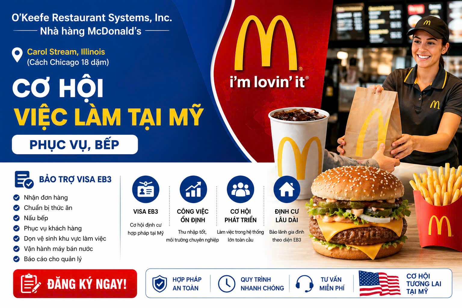 CƠ HỘI VIỆC LÀM TẠI MỸ – NHÀ HÀNG MCDONALD’S (ILLINOIS)