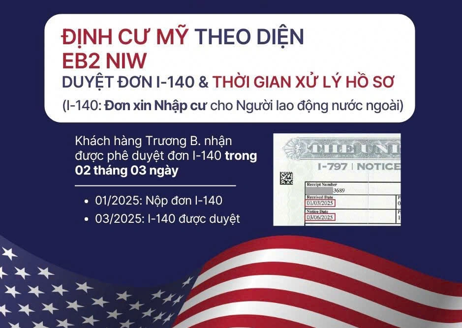 CHÚC MỪNG KHÁCH HÀNG NHẬN PHÊ DUYỆT I-140  -  DIỆN EB-2 NIW (NATIONAL INTEREST WAIVER)