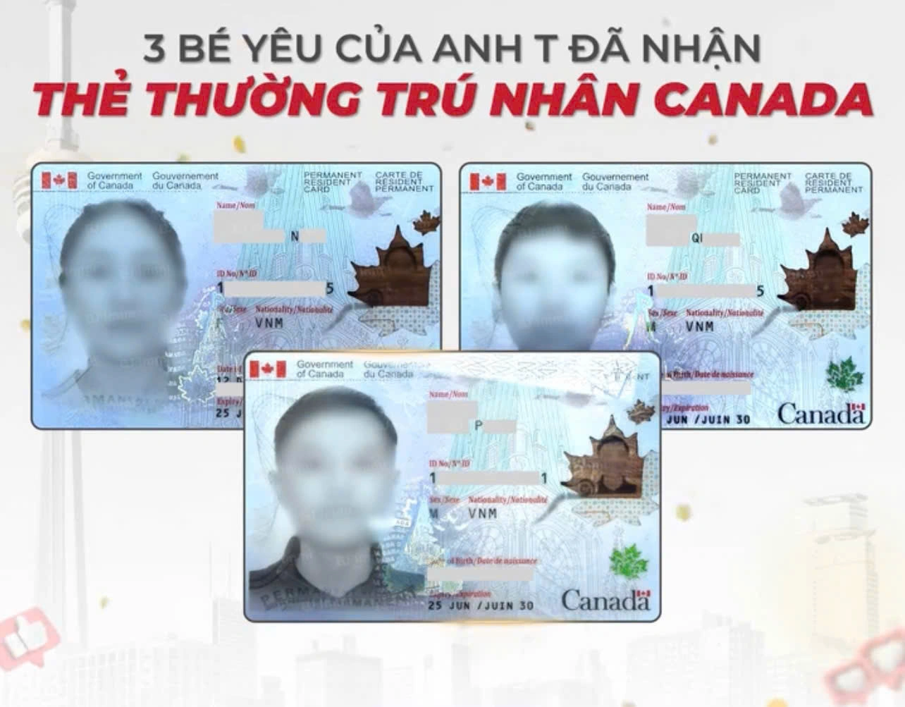 CHÚC MỪNG GIA ĐÌNH ANH TÂN – 3 BÉ NHẬN THẺ THƯỜNG TRÚ NHÂN CANADA